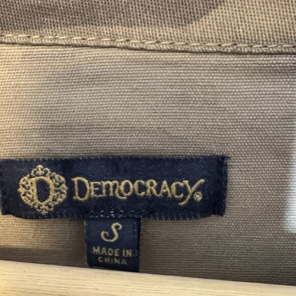 Democracy Camo Jacket Women's Small Size Gray Drawstring Bottom Zipper Cotton - Picture 3 of 11